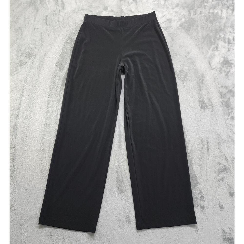 Willi Smith Pants Womens M Black Pull On High Rise Wide Leg Stretch Nylon Office